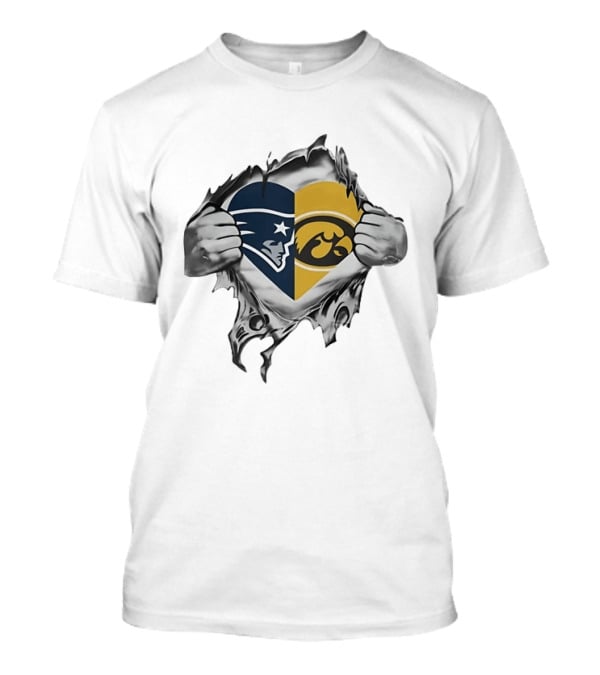 New England Patriots Iowa Hawkeyes Split Heart Sports Fan T-Shirt