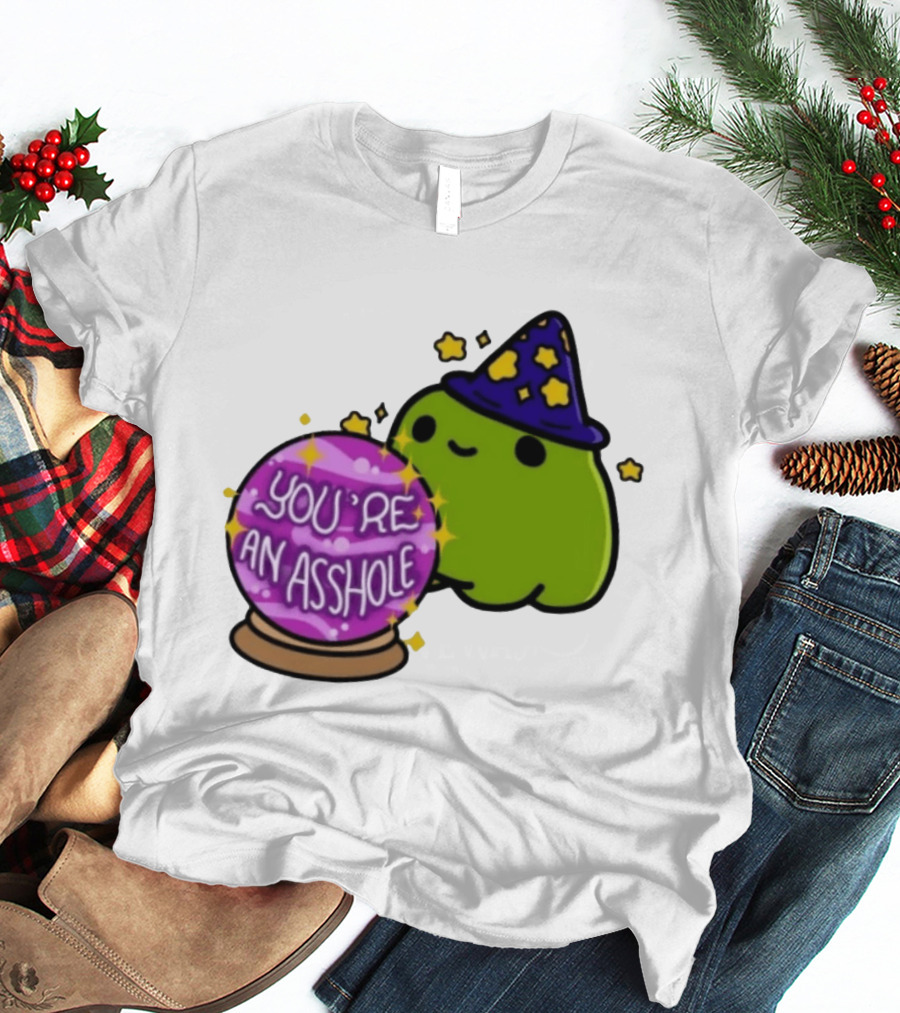 Frog Wizard Starry Hat Crystal Ball You're An Asshole T-Shirt
