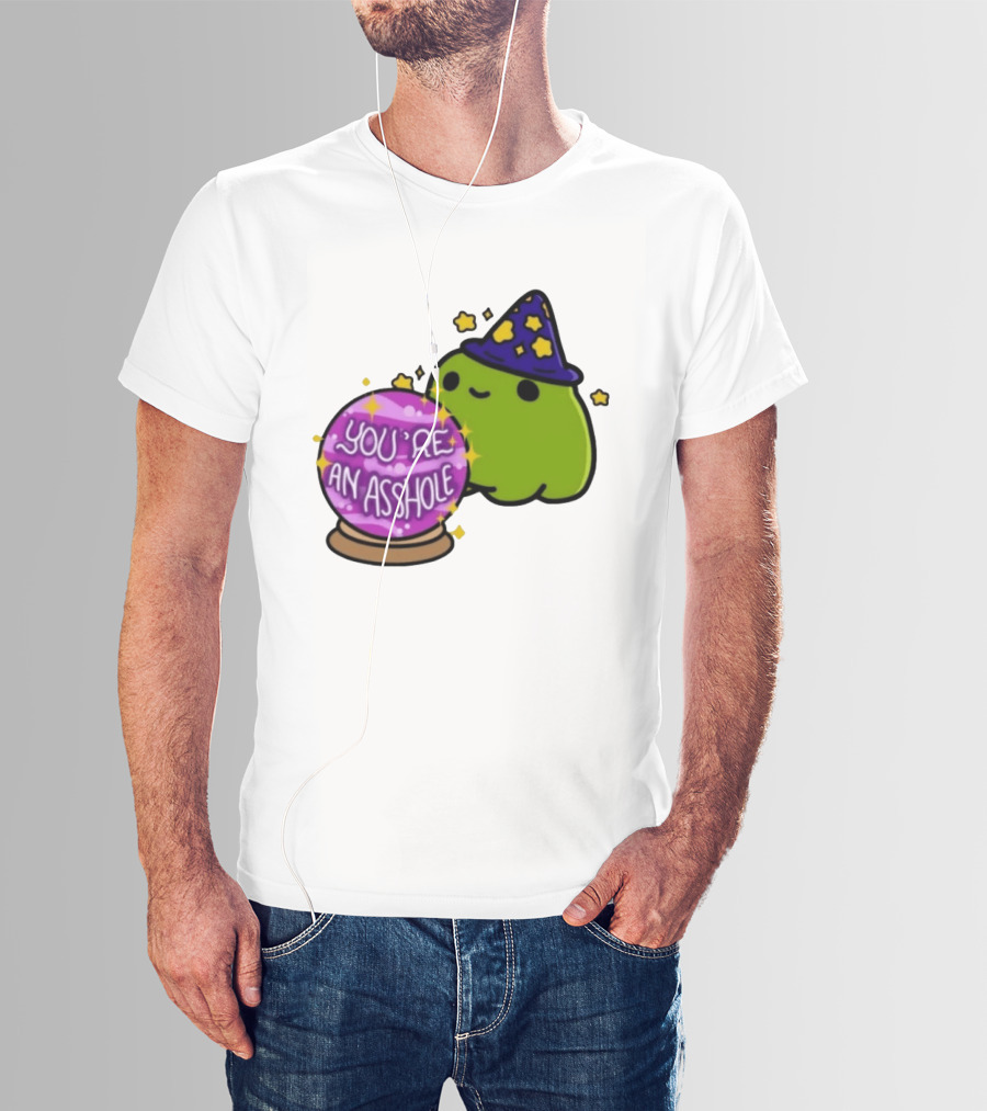 Frog Wizard Starry Hat Crystal Ball You're An Asshole T-Shirt