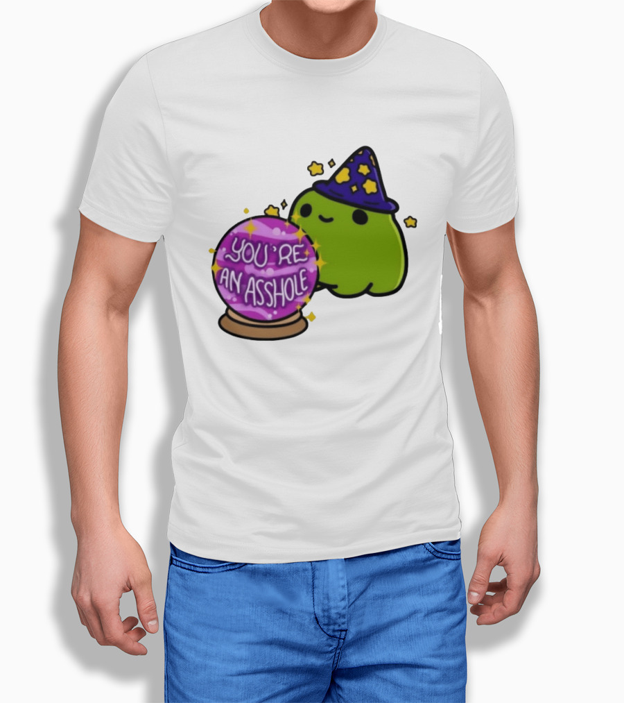 Frog Wizard Starry Hat Crystal Ball You're An Asshole T-Shirt