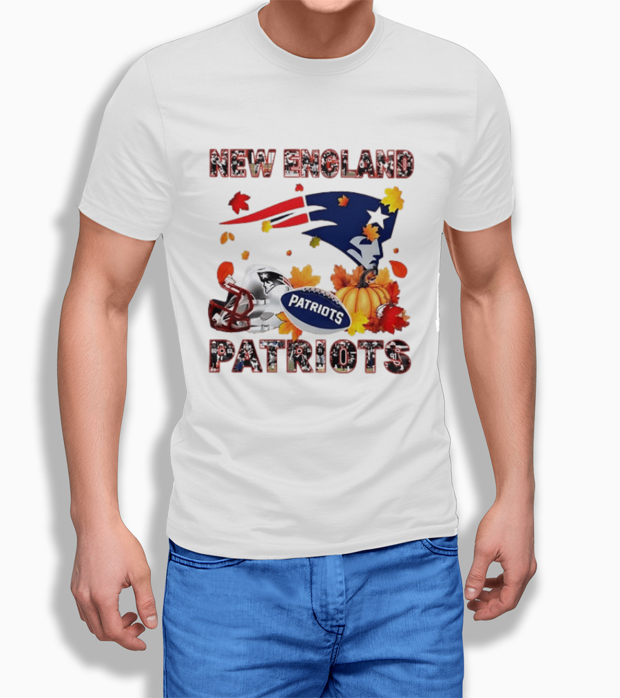 New England Patriots Autumn Leaf Football Celebration 2026 T-Shirt