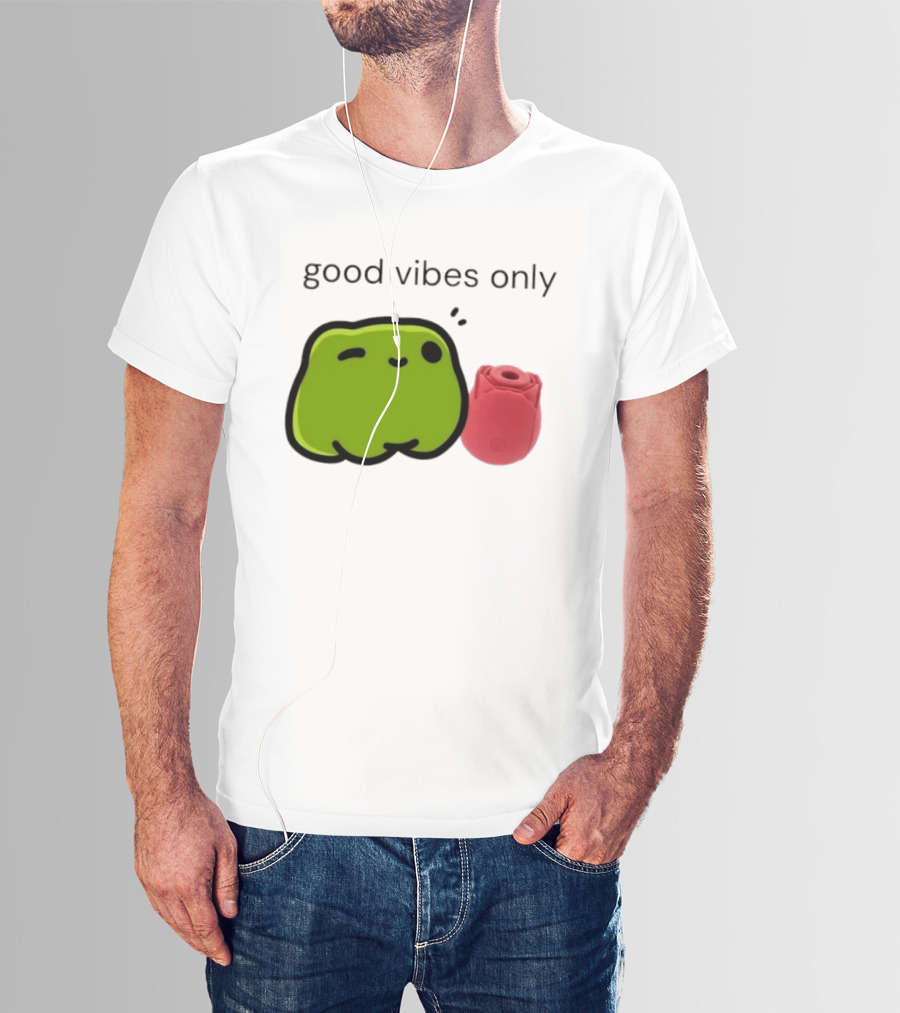 Good Vibes Only Frog Winking With Red Rose Toy T-Shirt