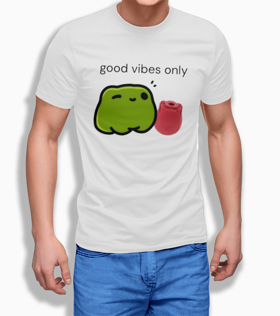 Good Vibes Only Frog Winking With Red Rose Toy T-Shirt