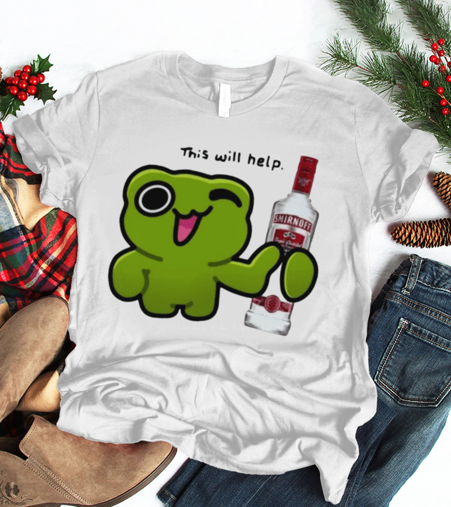 Green Frog Winking This Will Help Smirnoff Vodka T-Shirt