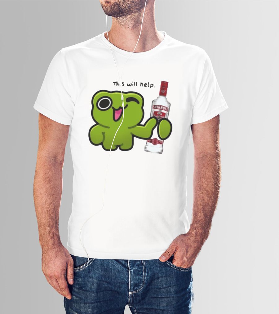 Green Frog Winking This Will Help Smirnoff Vodka T-Shirt