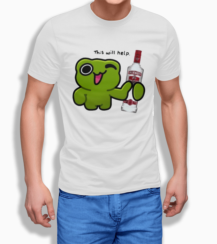 Green Frog Winking This Will Help Smirnoff Vodka T-Shirt