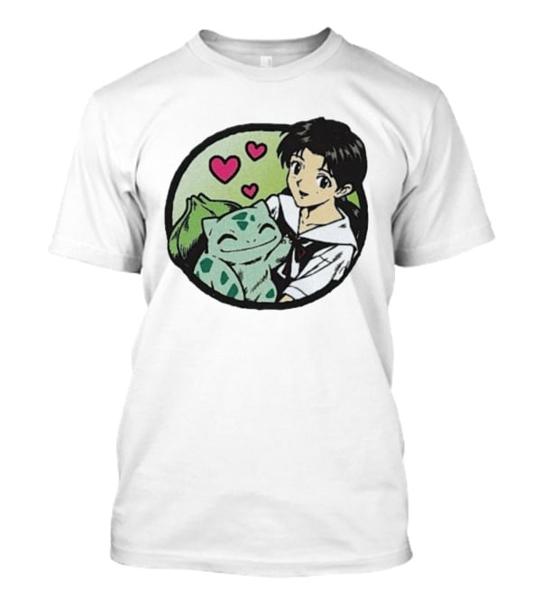 Rei Ayanami Bulbasaur Anime Crossover Hearts T-Shirt