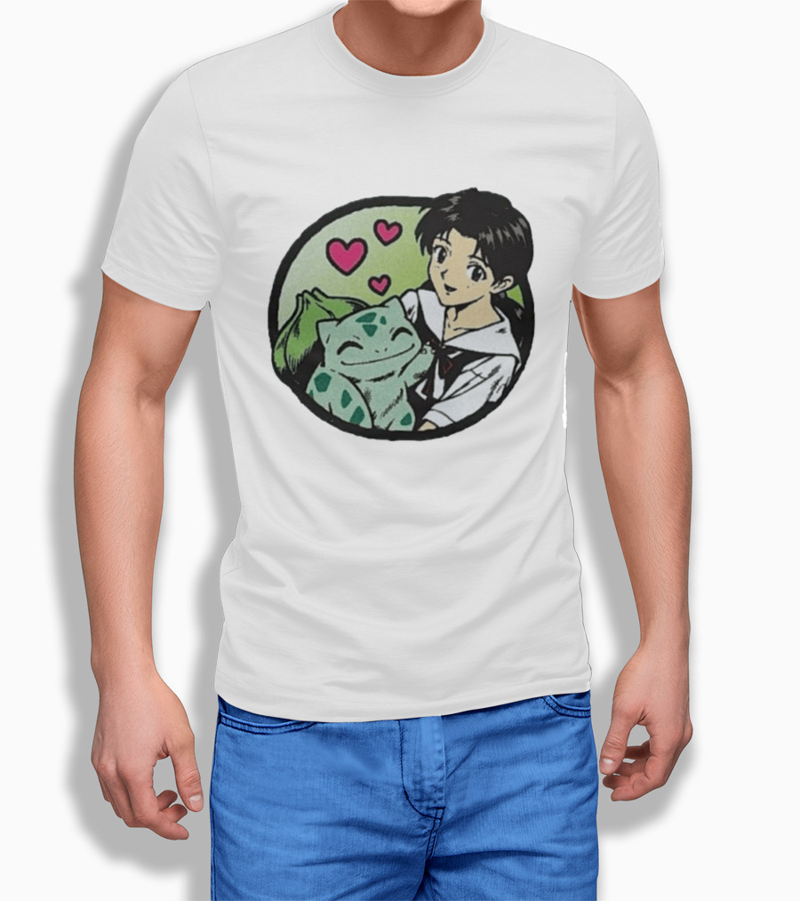 Rei Ayanami Bulbasaur Anime Crossover Hearts T-Shirt