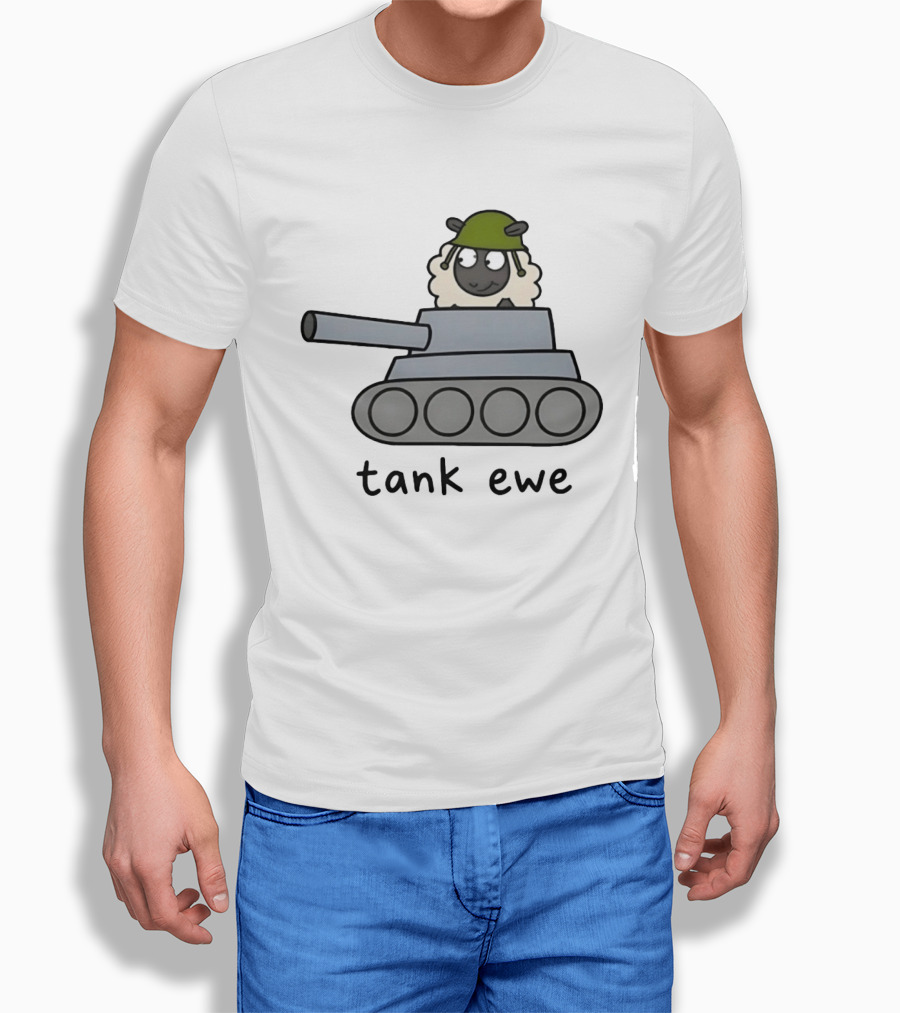Tank Ewe Sheep Pun Playful Military Humor T-Shirt