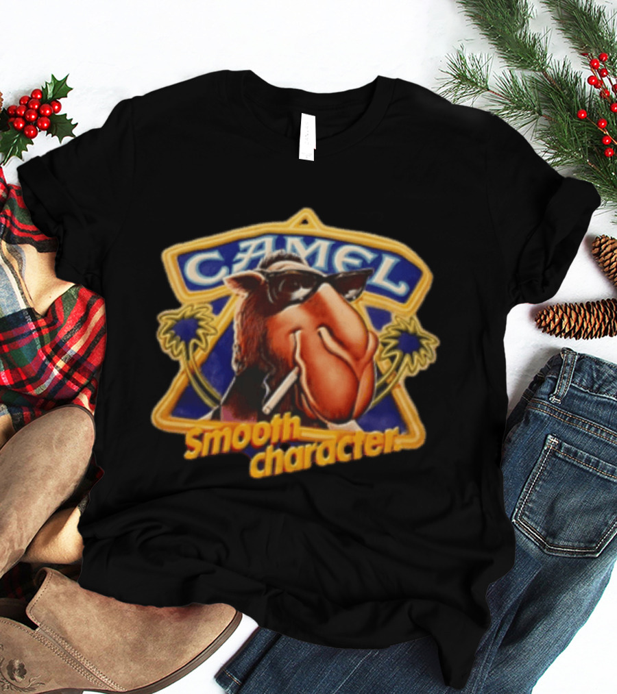 Camel Smooth Character Wearing Sunglasses Smoking Cigarette T-Shirt