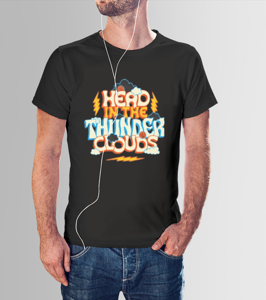 Head In The Thunder Clouds Basketball Lightning And Clouds Ball T-Shirt