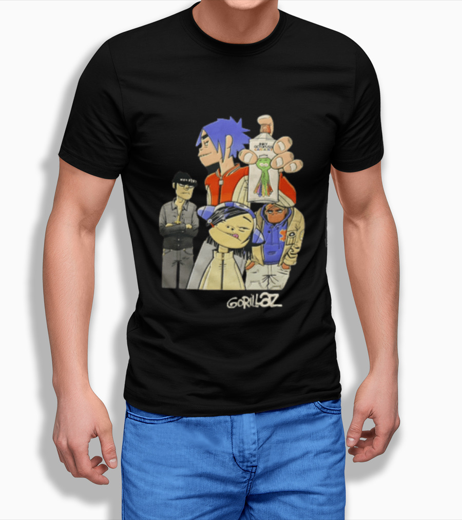 Gorillaz Band Characters With Salvation Army Flask T-Shirt