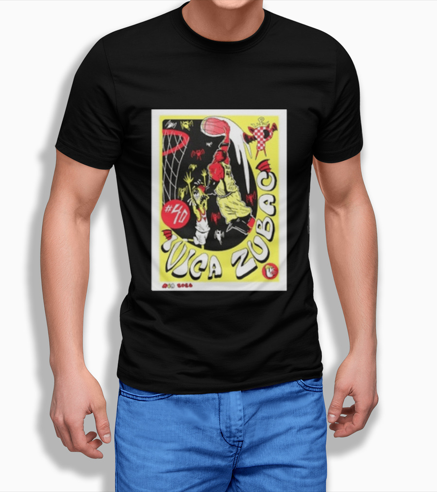 Ivica Zubac No 40 NBA 2026 Basketball Los Angeles Clippers Black Red Yellow T-Shirt