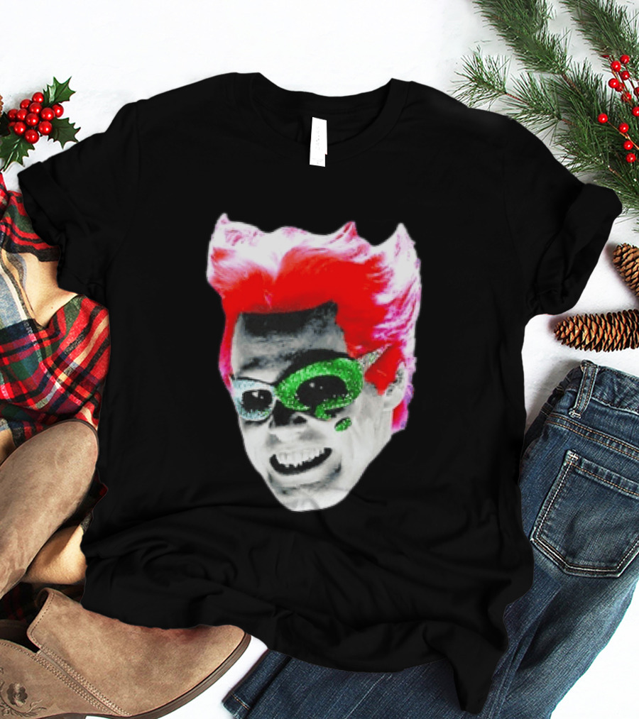Jim Carrey The Riddler Batman Forever Green Glitter Mask Pink Hair T-Shirt
