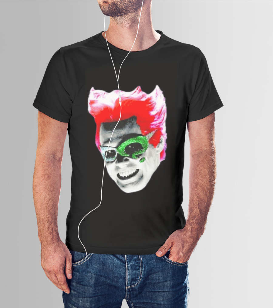 Jim Carrey The Riddler Batman Forever Green Glitter Mask Pink Hair T-Shirt