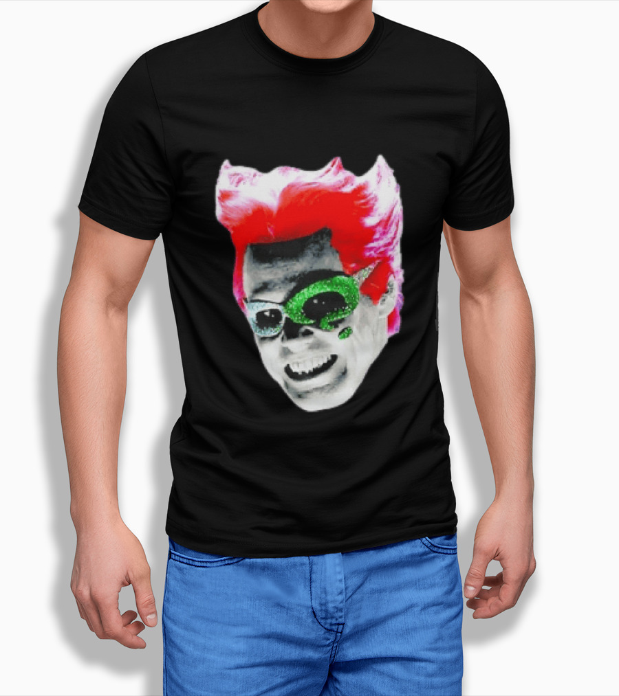 Jim Carrey The Riddler Batman Forever Green Glitter Mask Pink Hair T-Shirt