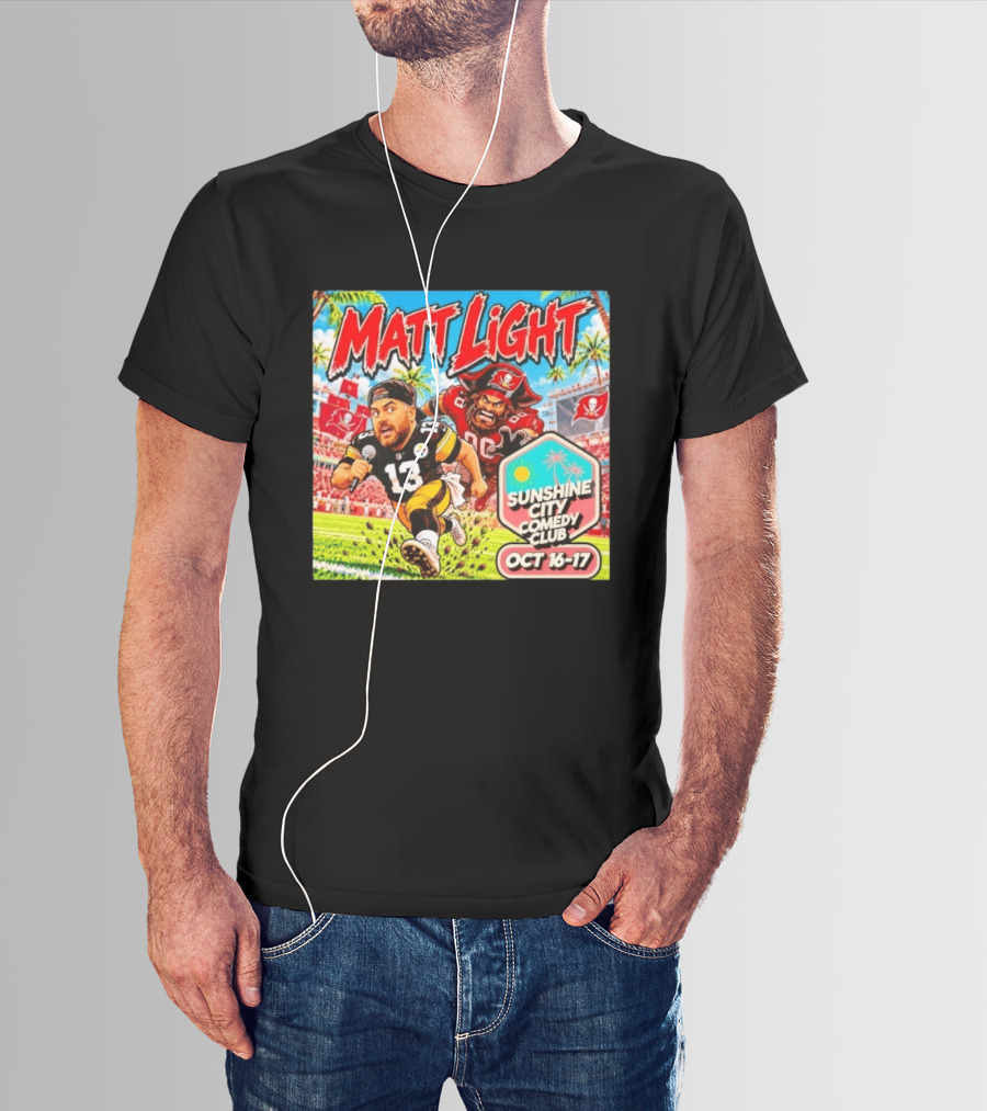 Matt Light Sunshine City Comedy Club Oct 16 17 Pirate Football T-Shirt