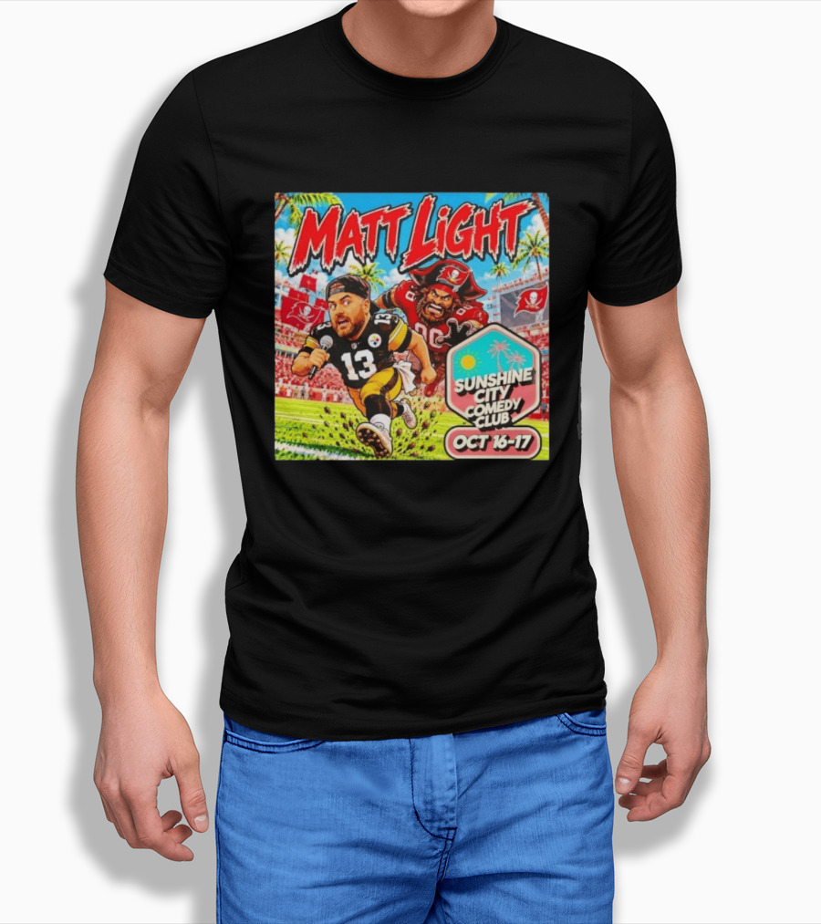 Matt Light Sunshine City Comedy Club Oct 16 17 Pirate Football T-Shirt