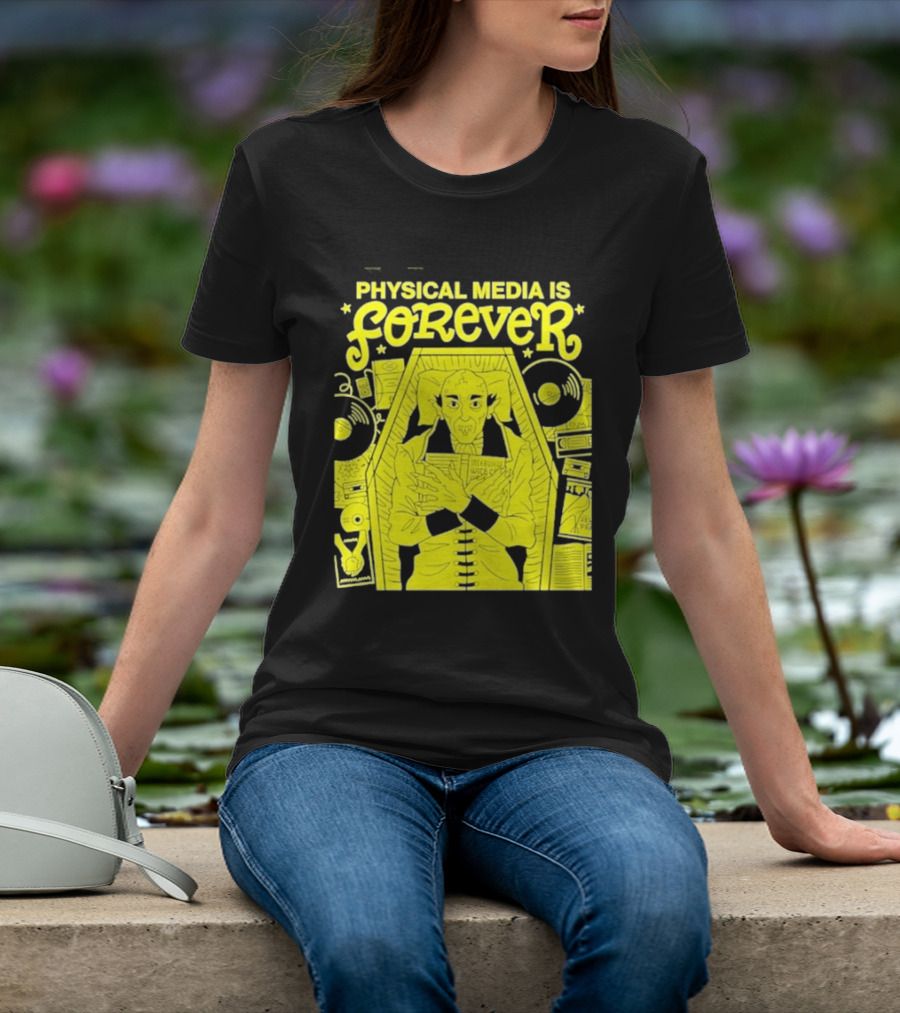 Physical Media Is Forever Vampire Coffin Records Tapes Books T-Shirt