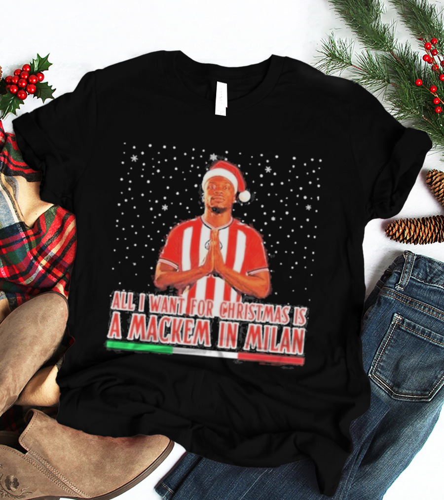 All I Want For Christmas Is A Mackem In Milan Striped Santa Football Holiday T-Shirt