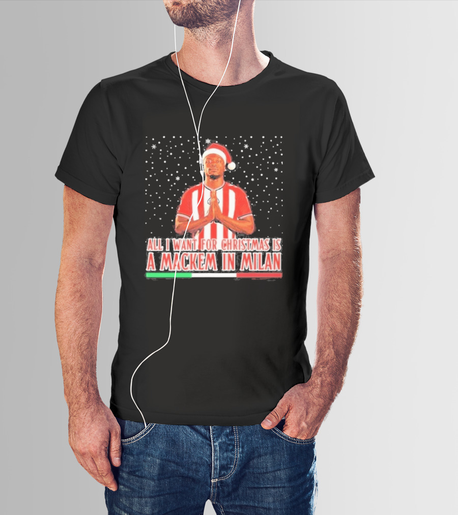 All I Want For Christmas Is A Mackem In Milan Striped Santa Football Holiday T-Shirt