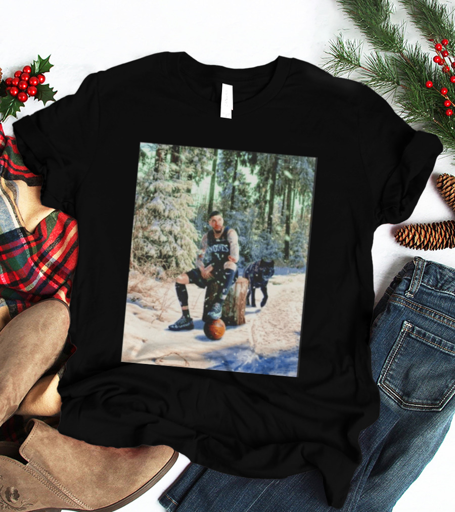 Minnesota Timberwolves Anthony Edwards No 1 Winter Forest Basketball Scene T-Shirt