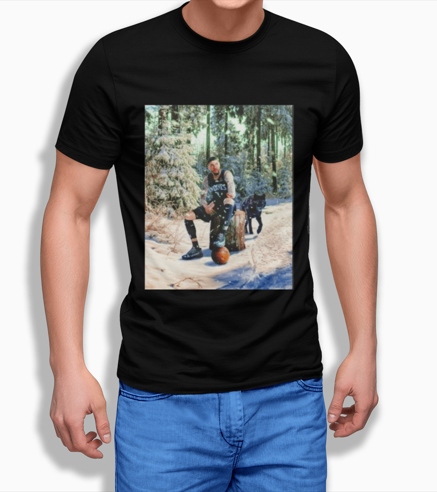 Minnesota Timberwolves Anthony Edwards No 1 Winter Forest Basketball Scene T-Shirt