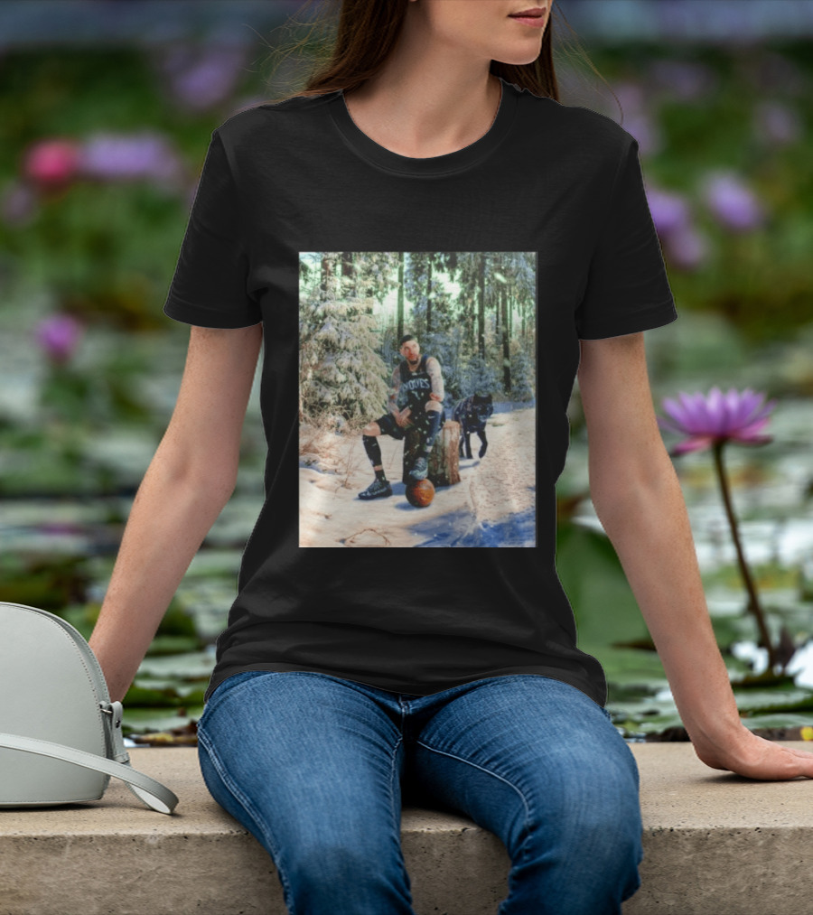 Minnesota Timberwolves Anthony Edwards No 1 Winter Forest Basketball Scene T-Shirt