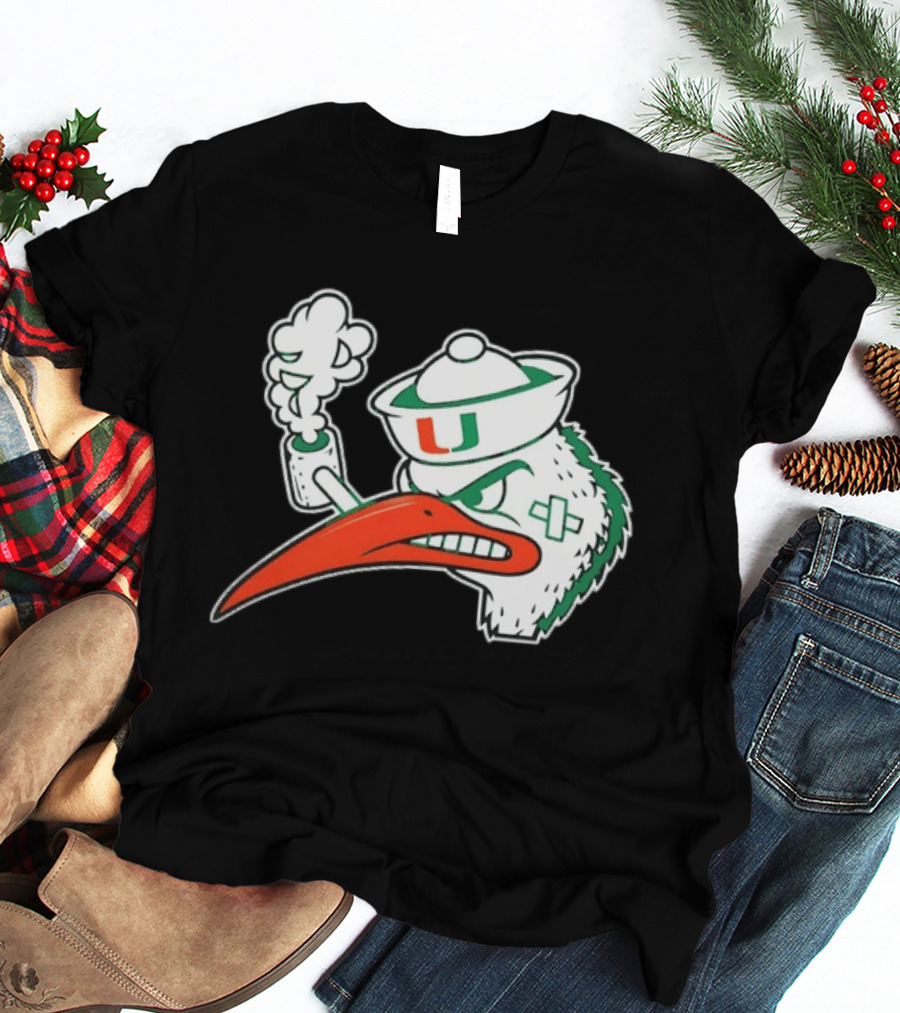 Miami Hurricanes Sebastian The Ibis Smoking Pipe T-Shirt