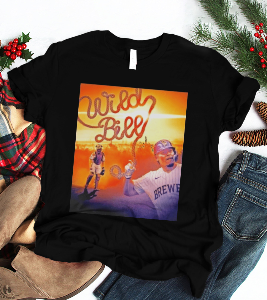 Wild Bill Milwaukee Brewers MLB Baseball Player Rope Sunset Scene T-Shirt