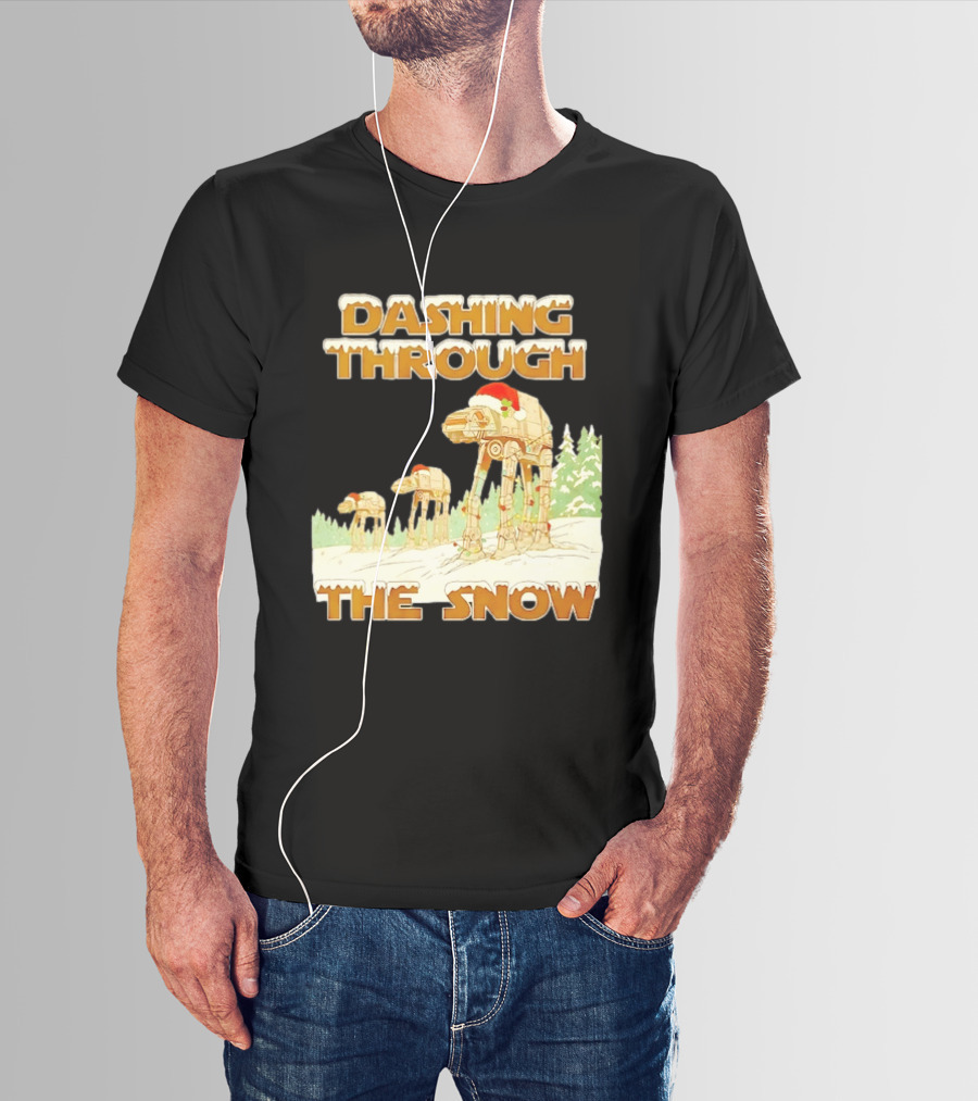 Dashing Through The Snow Star Wars AT AT Christmas Holiday Scene T-Shirt