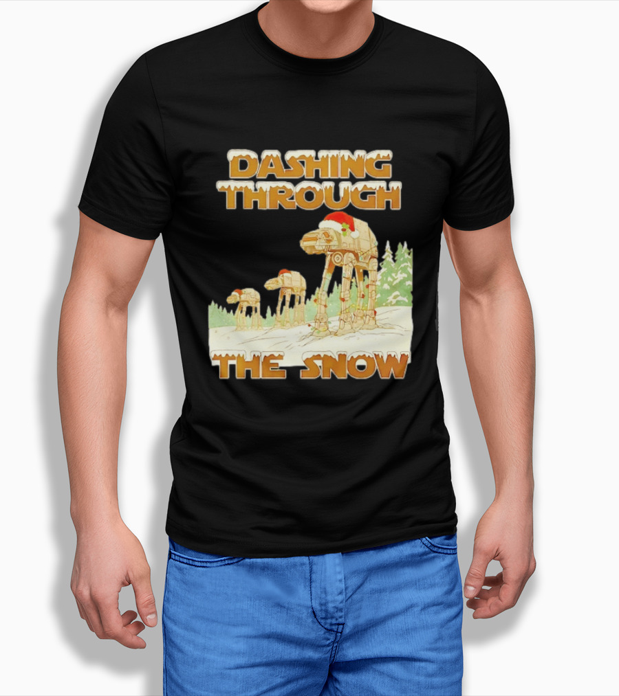 Dashing Through The Snow Star Wars AT AT Christmas Holiday Scene T-Shirt