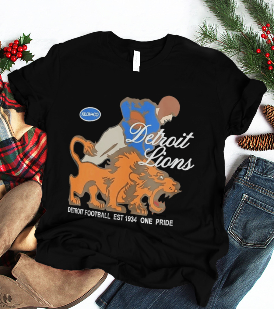Detroit Lions Football EST 1934 One Pride Vintage Style Kloh Co T-Shirt