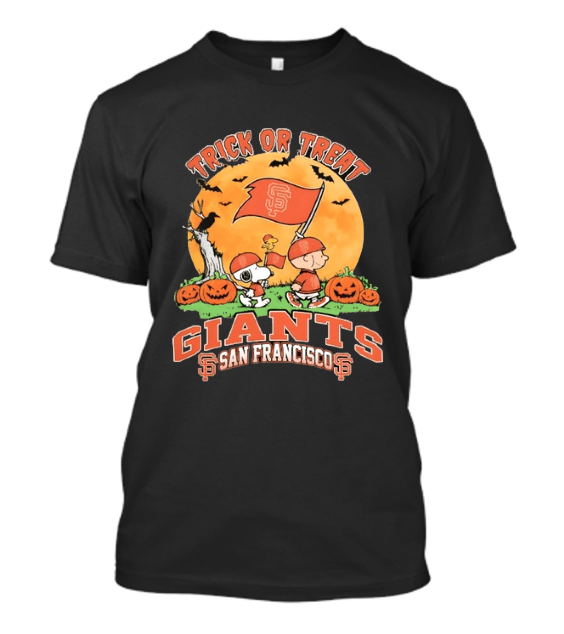 San Francisco Giants Peanuts Trick Or Treat Halloween Snoopy Pumpkin Patch T-Shirt
