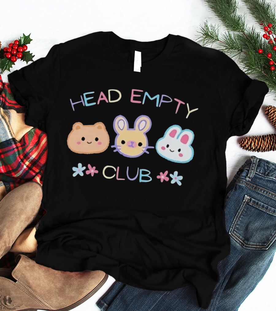 Head Empty Club Cute Kawaii Animals Pastel Bear Bunny Rabbit Faces T-Shirt