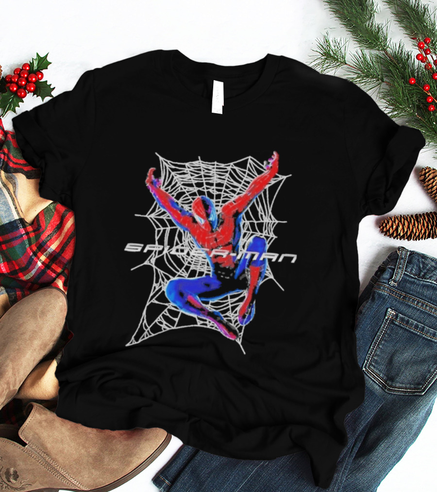 Spider Man Web Slinging Marvel Iconic Superhero Action Scene T-Shirt