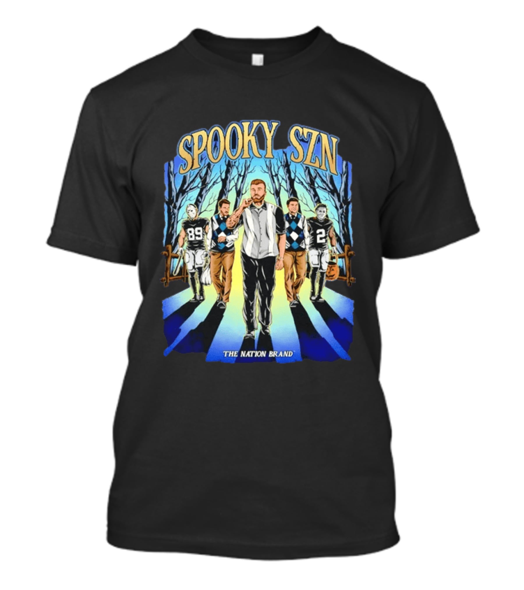 Spooky Szn The Nation Brand Halloween Football Characters T-Shirt