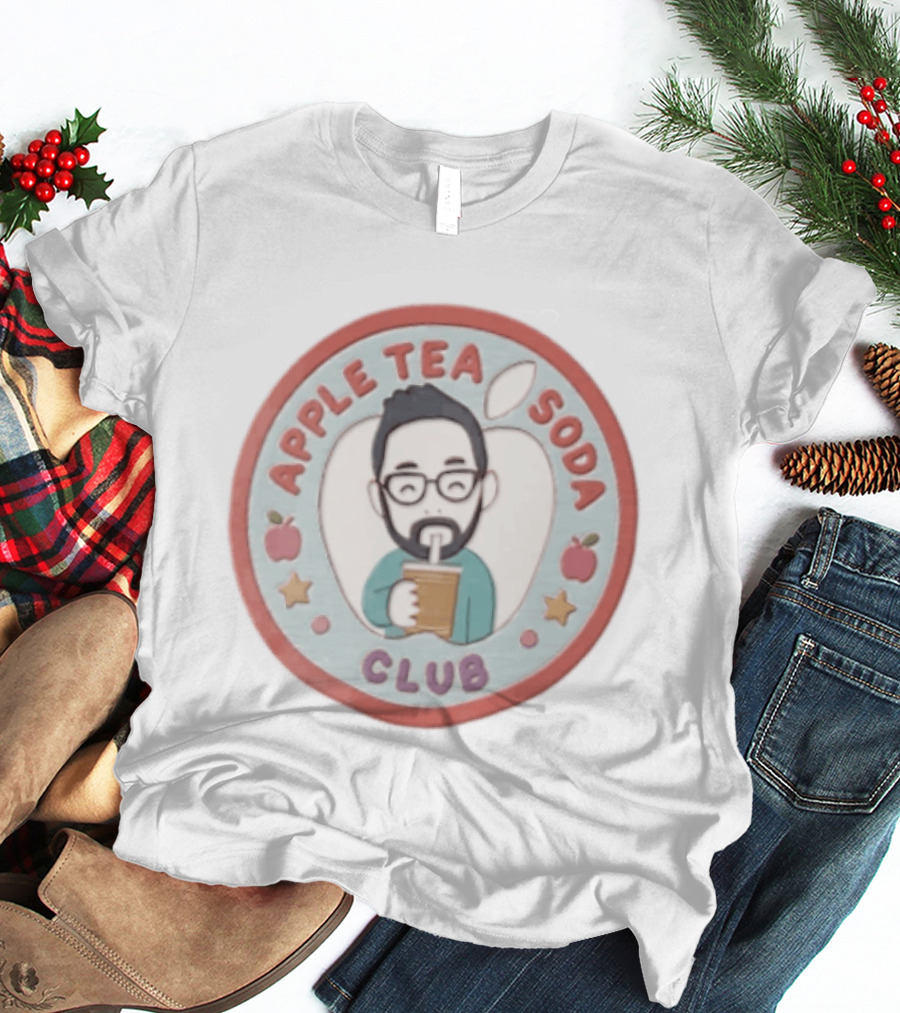 Apple Tea Soda Club Man With Glasses Drinking Beverage T-Shirt