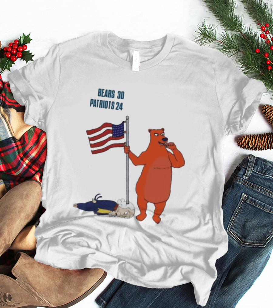 Bears 30 Patriots 24 Flag Victory T-Shirt