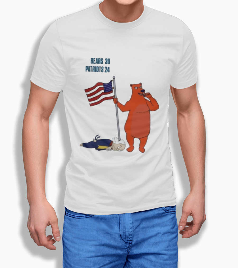 Bears 30 Patriots 24 Flag Victory T-Shirt