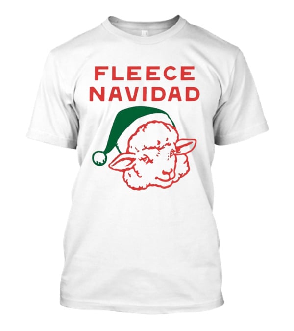 Fleece Navidad Sheep Christmas Holiday Pun With Santa Hat T-Shirt