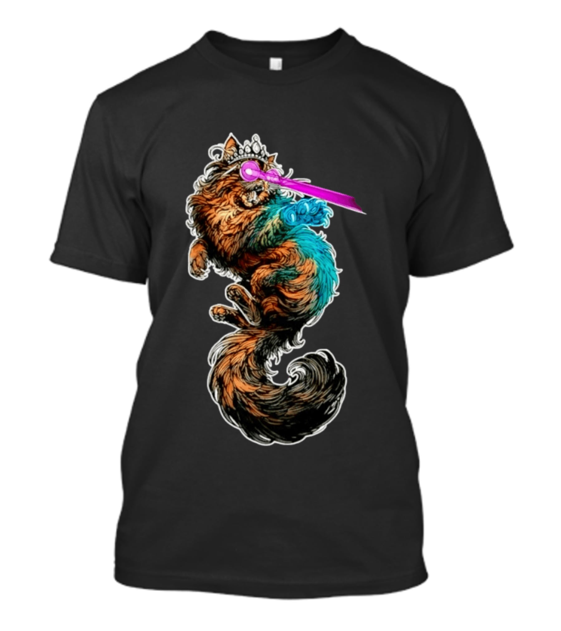 Laser Eyed Queen Cat With Crown And Glowing Laser Eyes T-Shirt