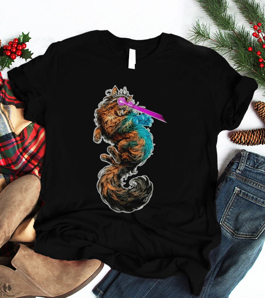 Laser Eyed Queen Cat With Crown And Glowing Laser Eyes T-Shirt