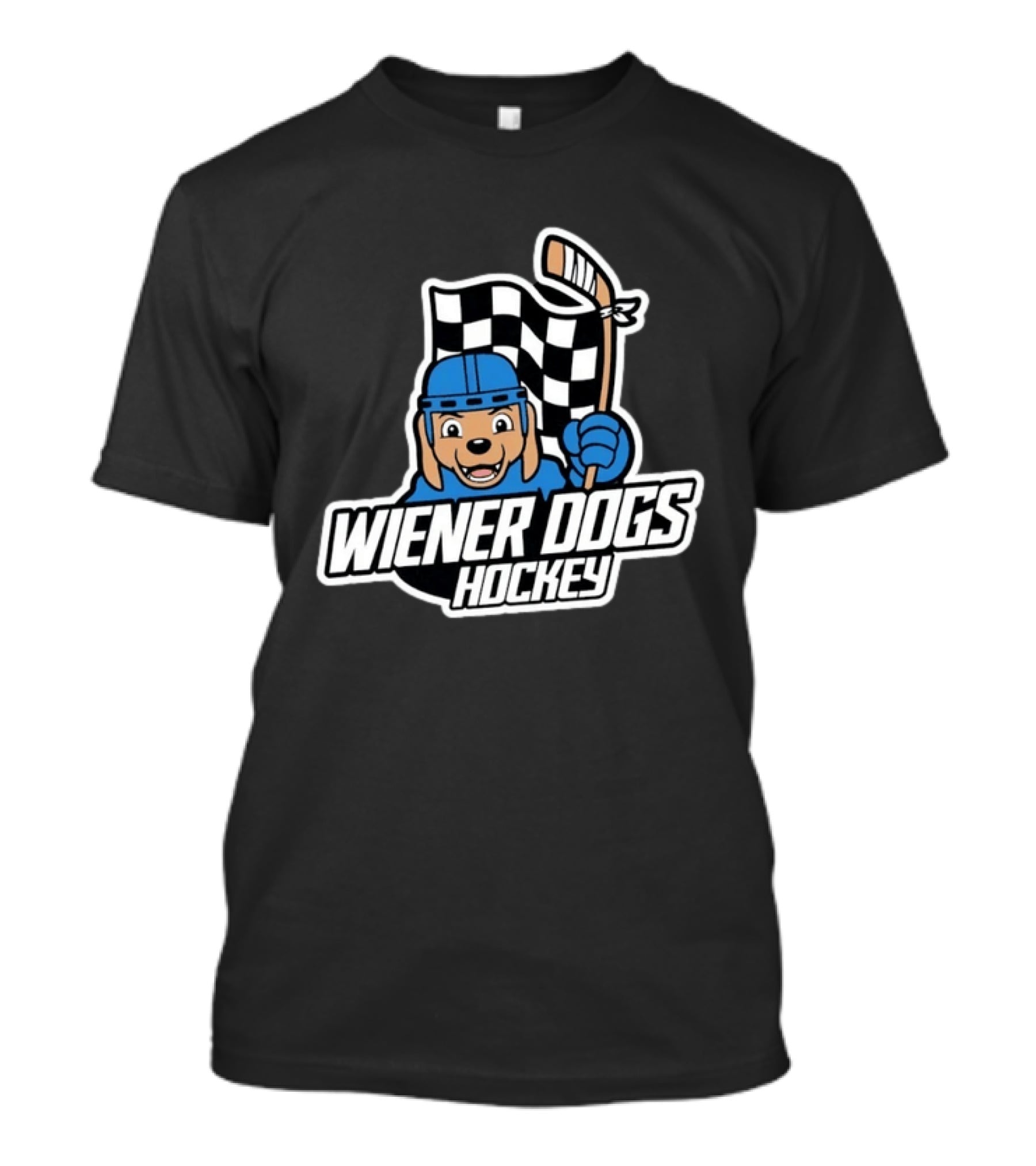 Wiener Dogs Hockey Dachshund Checkered Flag Ice Sports T-Shirt
