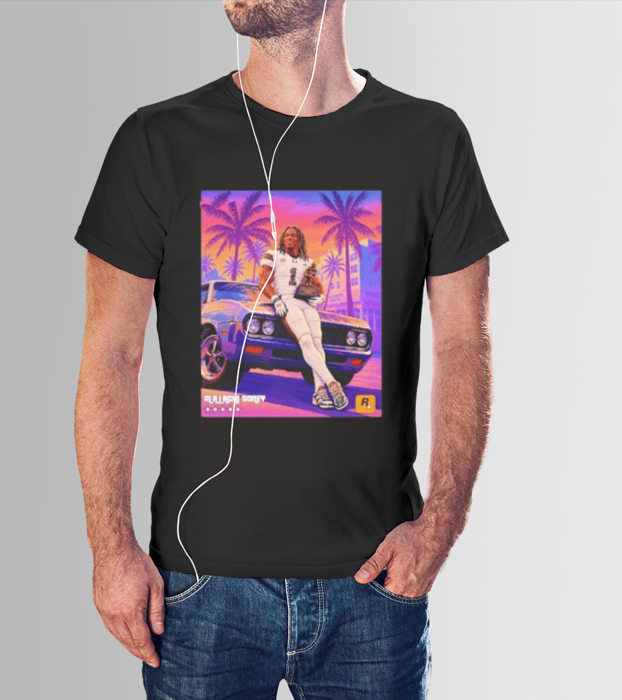 Malachi Goney No 1 Miami Hurricanes Heisman Trophy Rockstar Retro Vice City Vibes T-Shirt