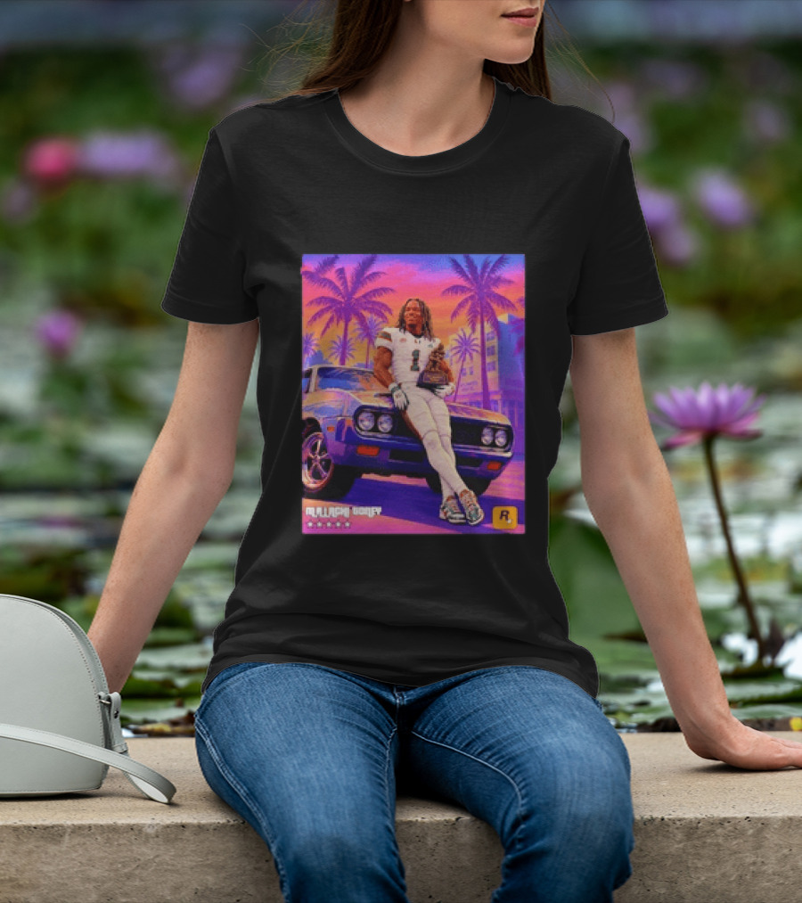 Malachi Goney No 1 Miami Hurricanes Heisman Trophy Rockstar Retro Vice City Vibes T-Shirt