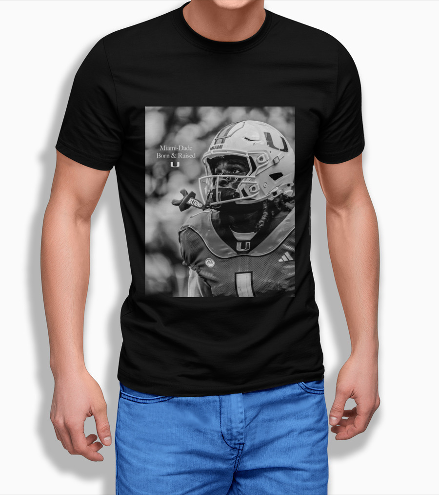 Miami Dade Born And Raised Miami Hurricanes Football Player Helmet T-Shirt