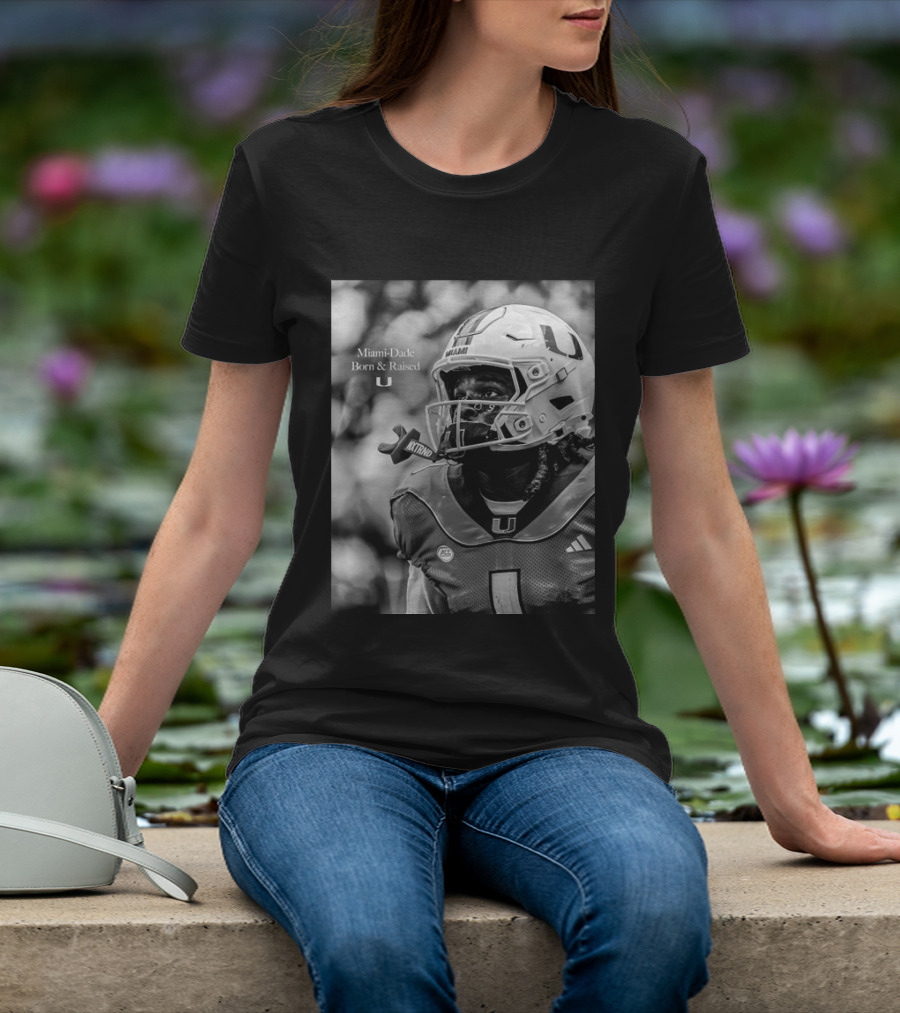 Miami Dade Born And Raised Miami Hurricanes Football Player Helmet T-Shirt
