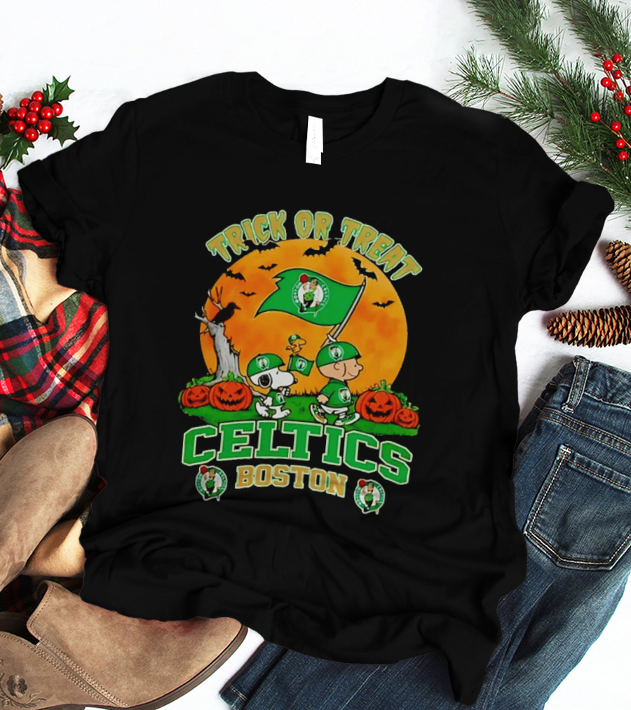 Boston Celtics Peanuts Trick Or Treat Halloween T-Shirt