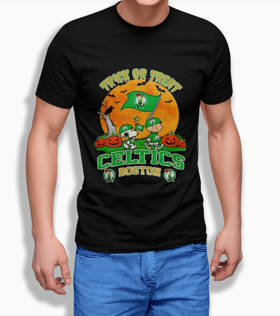 Boston Celtics Peanuts Trick Or Treat Halloween T-Shirt